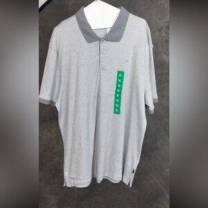 Calvin Klein Liquid Touch Striped Polo XL NWT Grey White Cotton Classic Fit